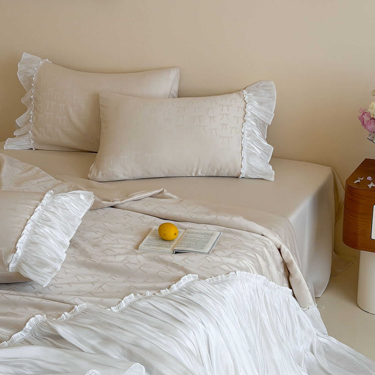 91家纺网 家纺一手货源 找家纺 山茶家居-原创设计（原山茶家纺） 2026新款水洗天丝提花夏被夏凉被空调被-月光纱 月光纱-咖