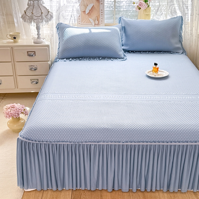 91家纺网 家纺一手货源 找家纺 苏米娜家纺SUMINA 2026新款高克重泡泡席乙纶中分子冰豆豆蕾丝床裙夏季冰丝软席四件套-minmin minmin-兰屿