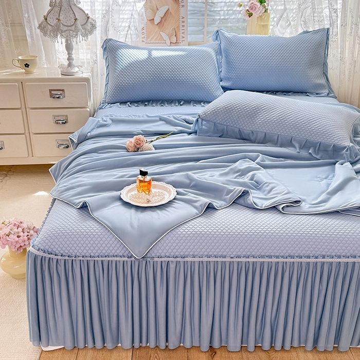 91家纺网 家纺一手货源 找家纺 苏米娜家纺SUMINA 2026新款高克重泡泡席乙纶中分子冰豆豆蕾丝床裙夏季冰丝软席四件套-minmin minmin-兰屿