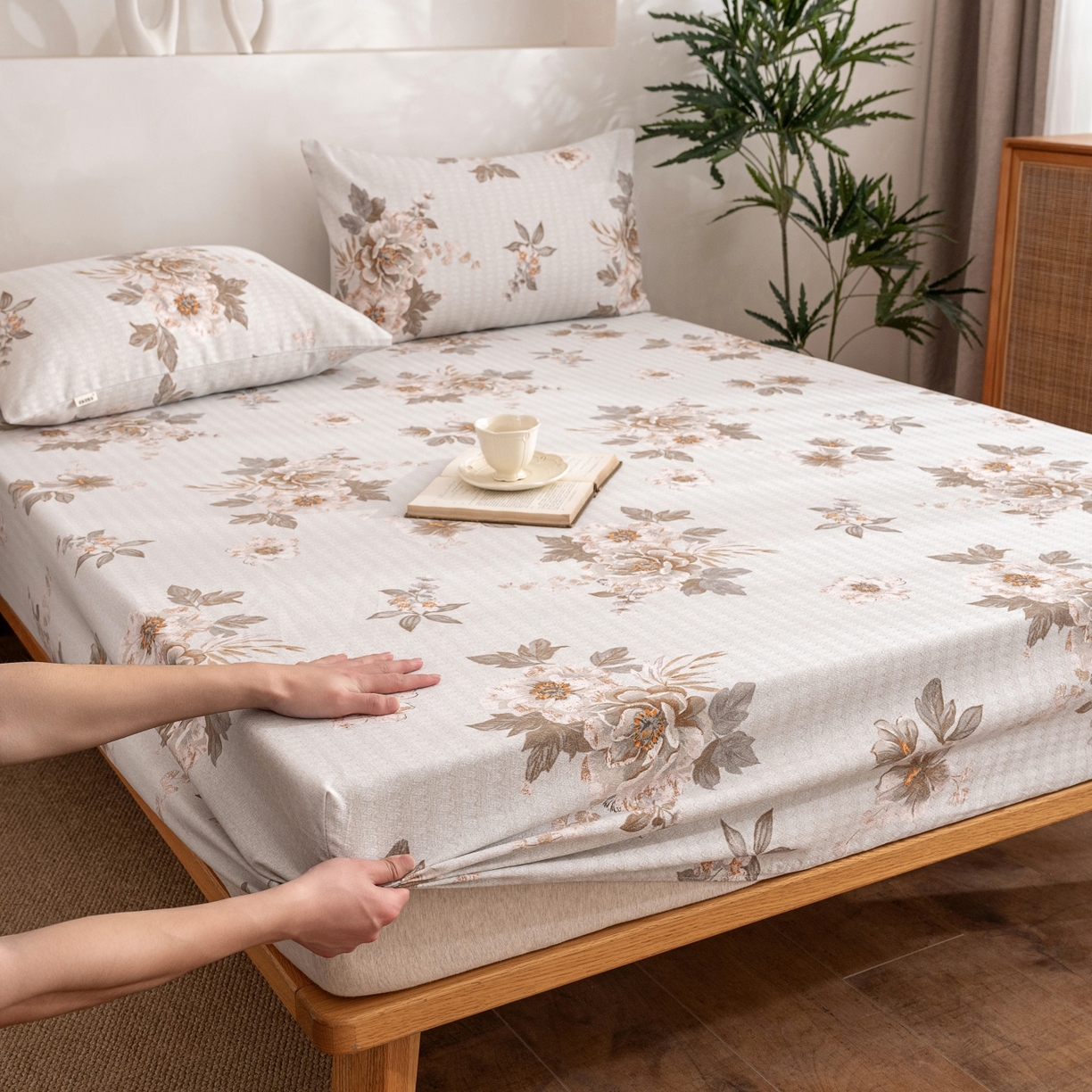 91家纺网 家纺一手货源 找家纺 首爱家纺 2026春夏新款亚麻老粗布床笠 床笠单件 晚棠