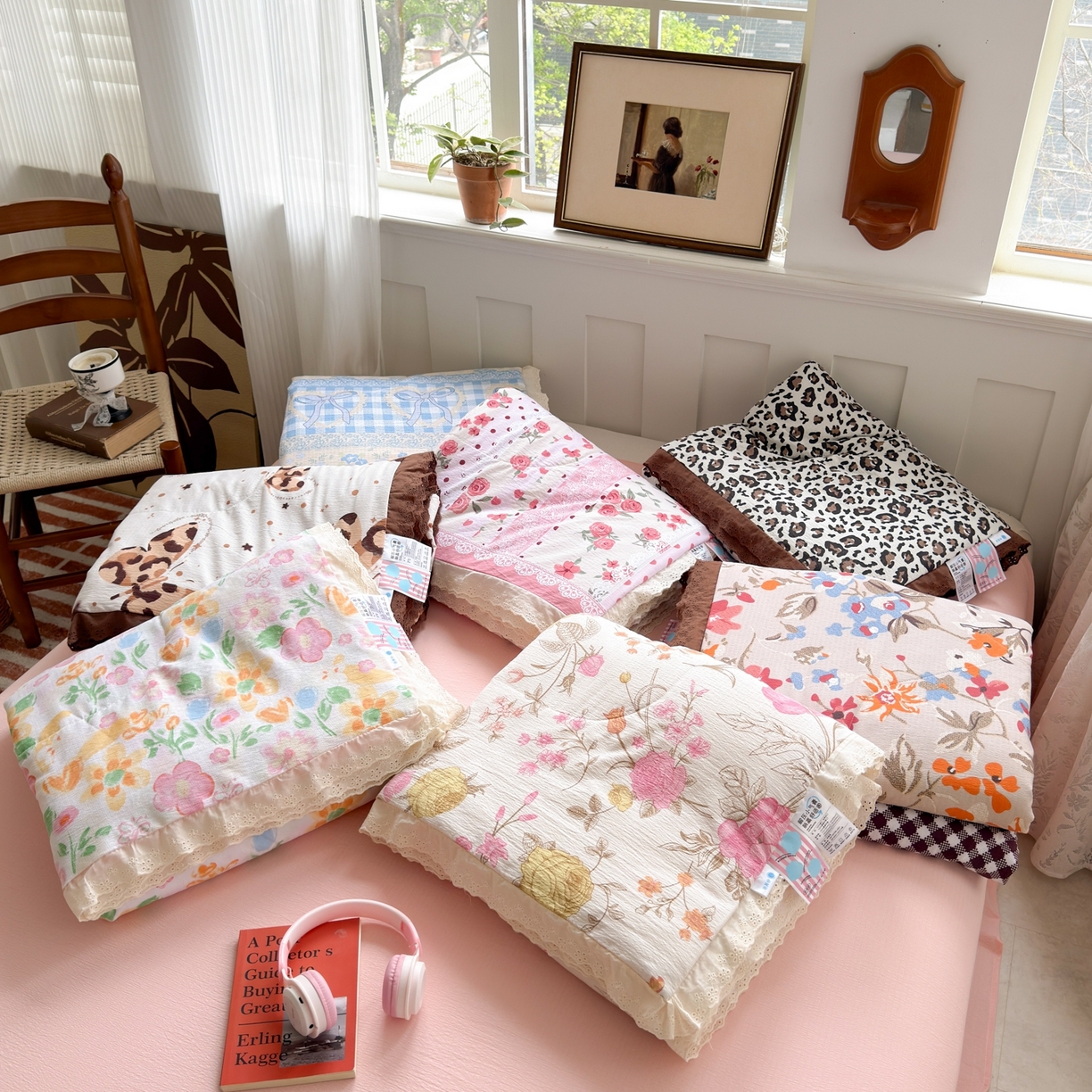 91家纺网 家纺一手货源 找家纺 （总）花伞家居 2026新款全棉花边皱皱双层纱夏被夏凉被空调被四件套