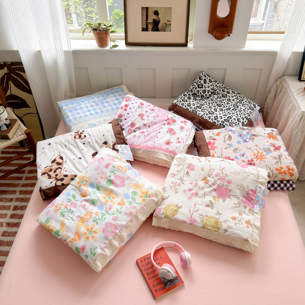 91家纺网 家纺一手货源 找家纺 （总）花伞家居 2026新款全棉花边皱皱双层纱夏被夏凉被空调被四件套