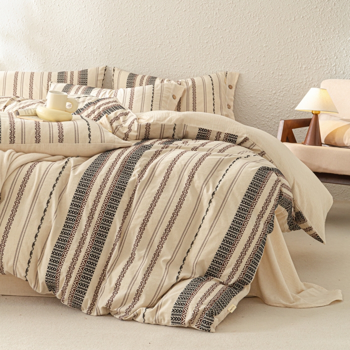 91家纺网 家纺一手货源 找家纺 （总）梵克保罗 2026新款A类亲肤棉麻提花四件套