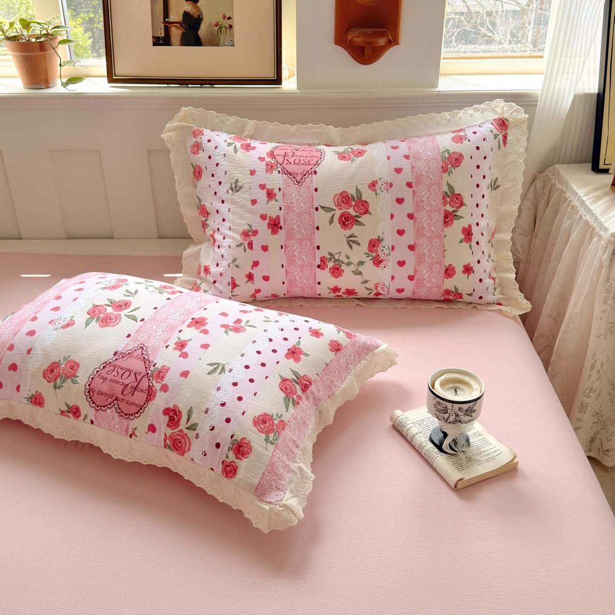 91家纺网 家纺一手货源 找家纺 花伞家居 2026新款全棉花边皱皱双层纱夏被夏凉被空调被四件套 夏被-热恋城堡