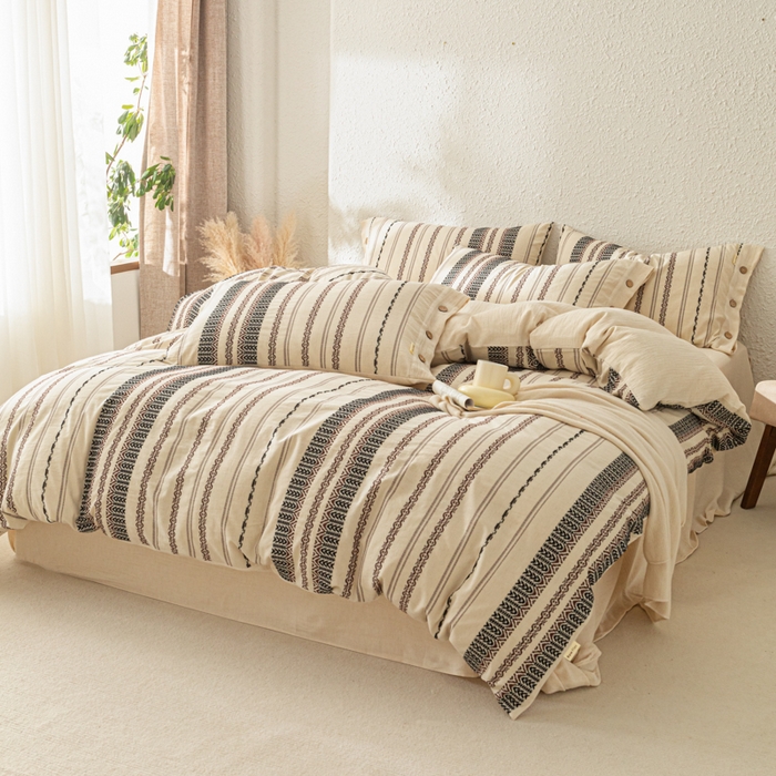 91家纺网 家纺一手货源 找家纺 （总）梵克保罗 2026新款A类亲肤棉麻提花四件套