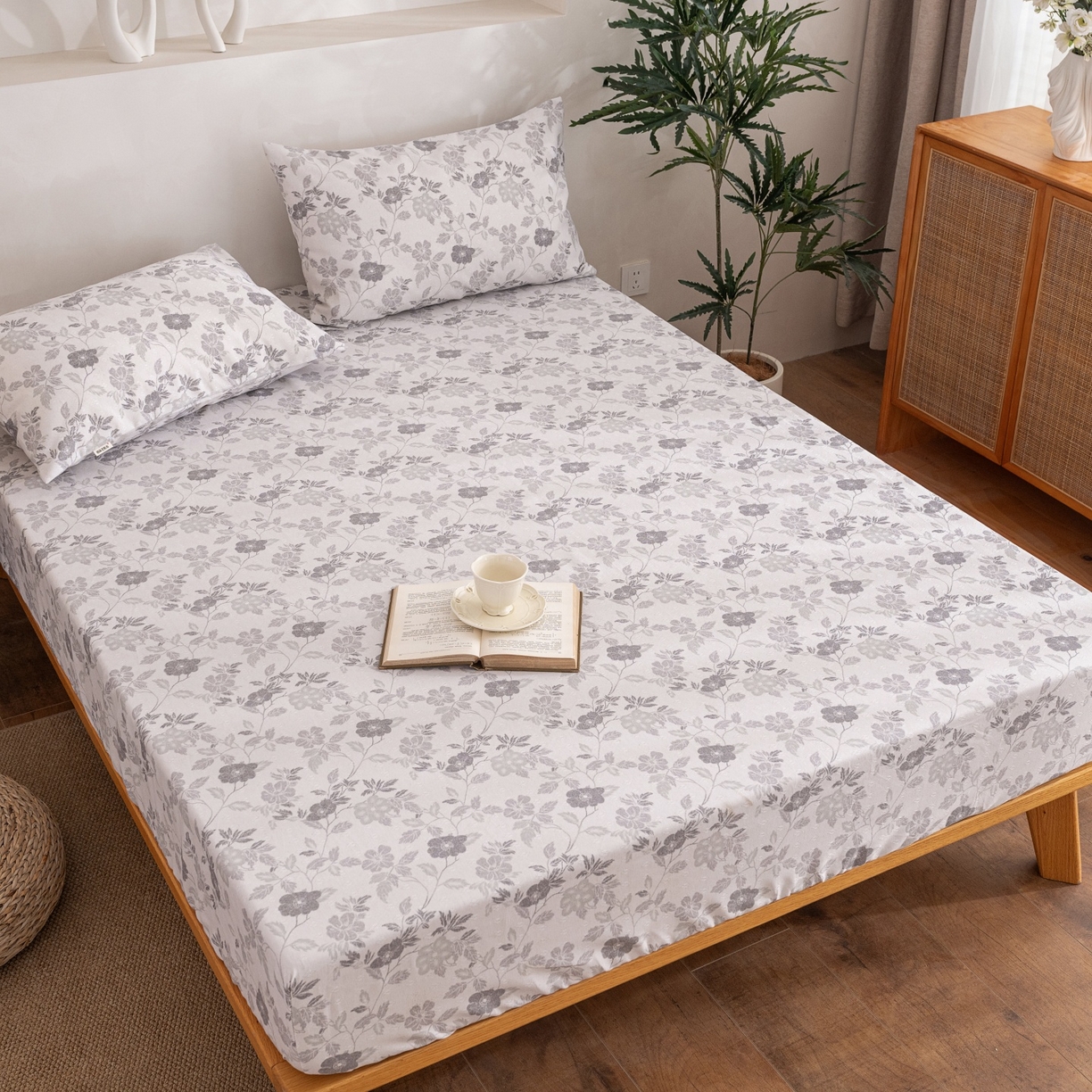 91家纺网 家纺一手货源 找家纺 首爱家纺 2026春夏新款亚麻老粗布床笠 床笠单件 雾蔷