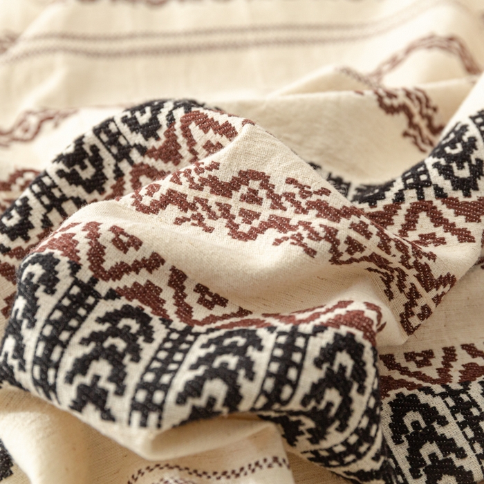 91家纺网 家纺一手货源 找家纺 梵克保罗 2026新款A类亲肤棉麻提花四件套 旷野棕条