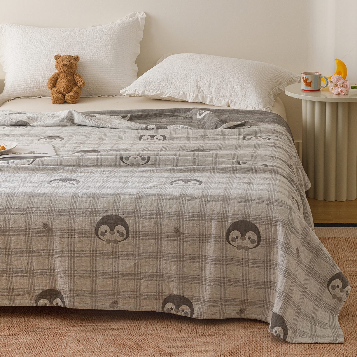 91家纺网 家纺一手货源 找家纺 （总）悦然毛巾被 2026新款全棉纯棉三层纱布夏被毛巾被盖毯休闲色织提花卡通