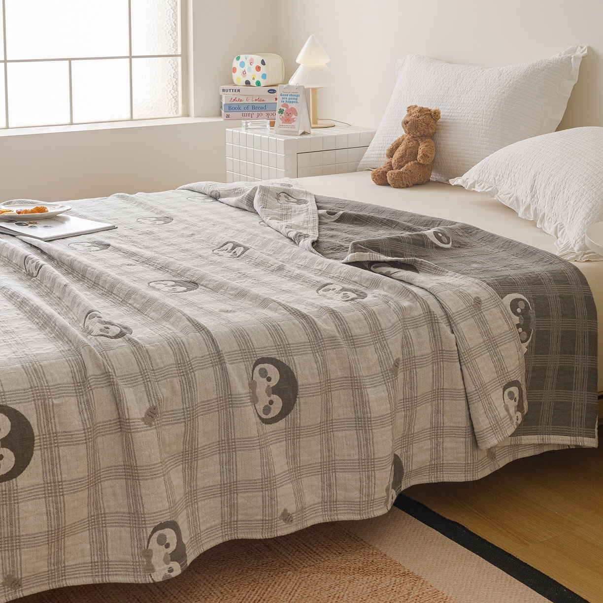 91家纺网 家纺一手货源 找家纺 （总）悦然毛巾被 2026新款全棉纯棉三层纱布夏被毛巾被盖毯休闲色织提花卡通