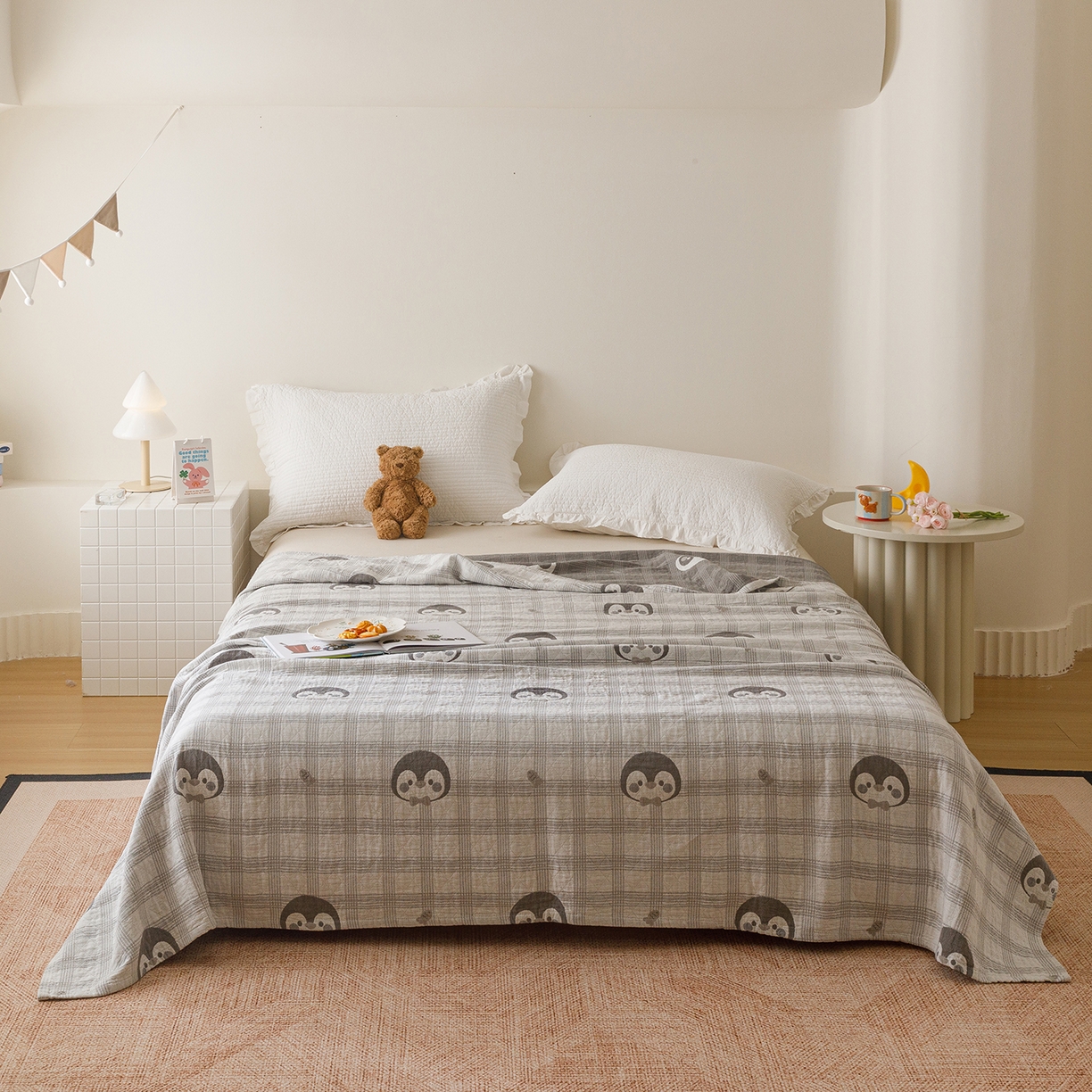 91家纺网 家纺一手货源 找家纺 （总）悦然毛巾被 2026新款全棉纯棉三层纱布夏被毛巾被盖毯休闲色织提花卡通