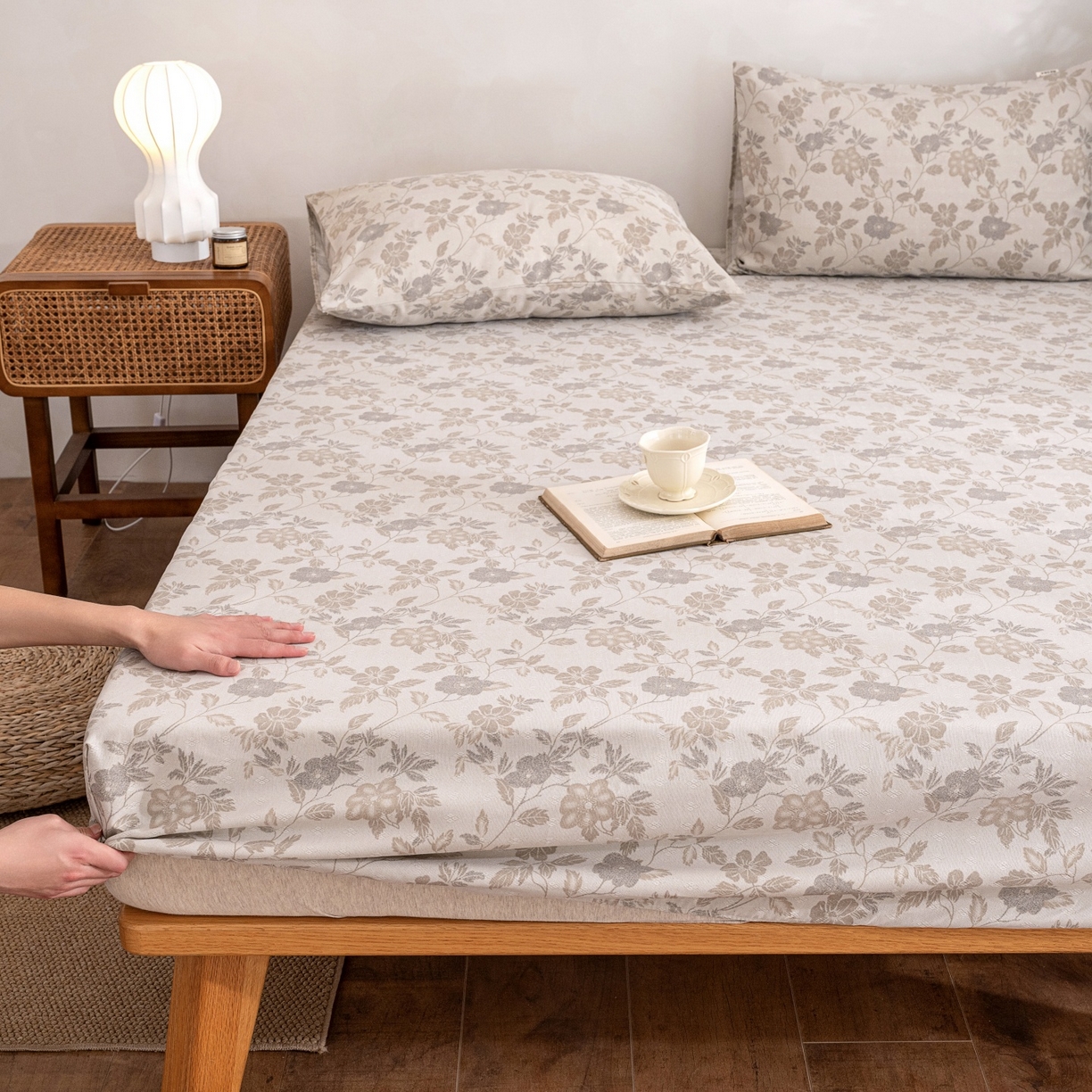 首爱家纺 2026春夏新款亚麻老粗布床笠 床笠单件 杏薇