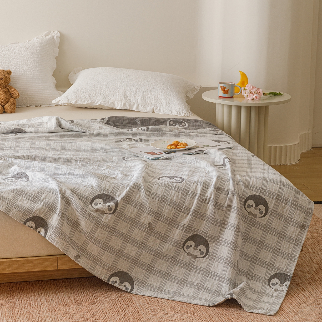 91家纺网 家纺一手货源 找家纺 （总）悦然毛巾被 2026新款全棉纯棉三层纱布夏被毛巾被盖毯休闲色织提花卡通