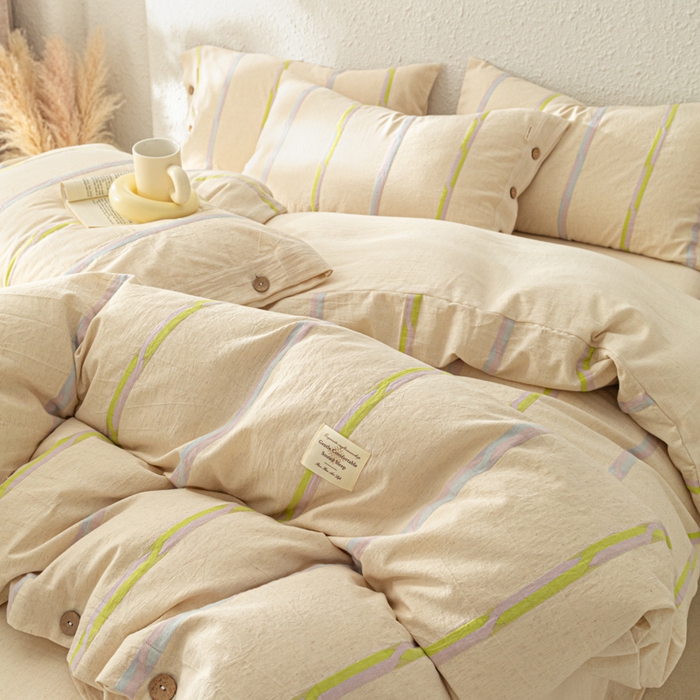 91家纺网 家纺一手货源 找家纺 梵克保罗 2026新款A类亲肤棉麻提花四件套 晴日彩絮