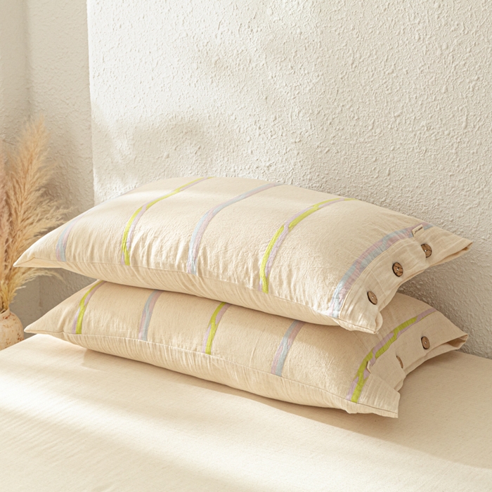 91家纺网 家纺一手货源 找家纺 梵克保罗 2026新款A类亲肤棉麻提花四件套 晴日彩絮