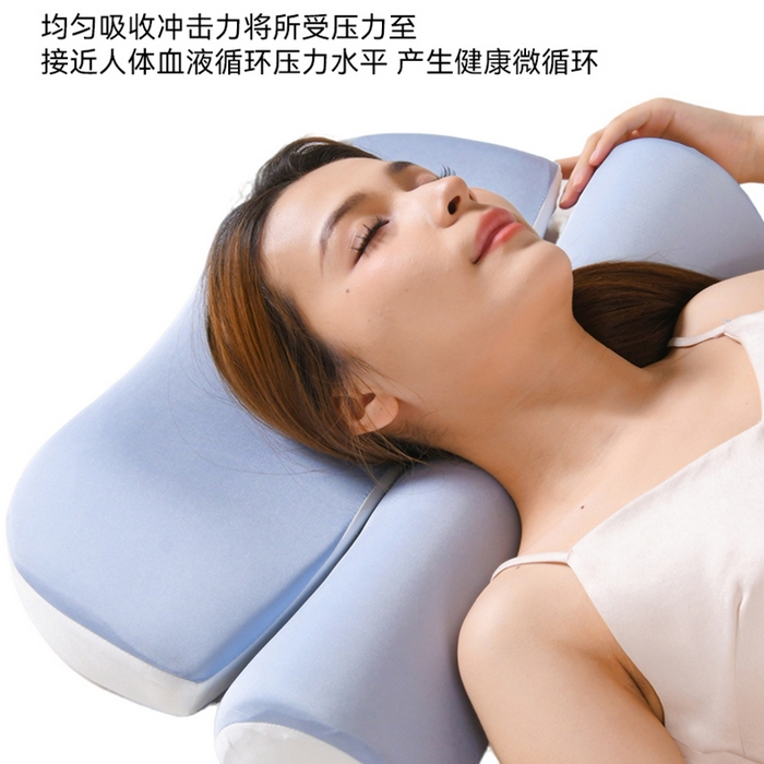91家纺网 家纺一手货源 找家纺 优芯选 2026新款零压助眠深睡牵引枕二合一组合款记忆棉枕枕头枕芯 蓝色 