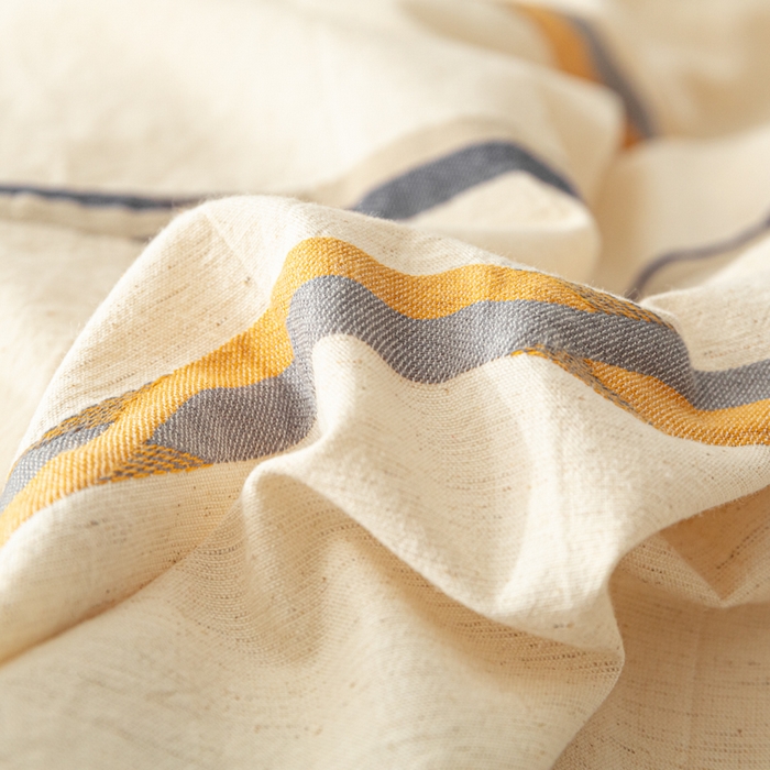 91家纺网 家纺一手货源 找家纺 梵克保罗 2026新款A类亲肤棉麻提花四件套 拾光双纹