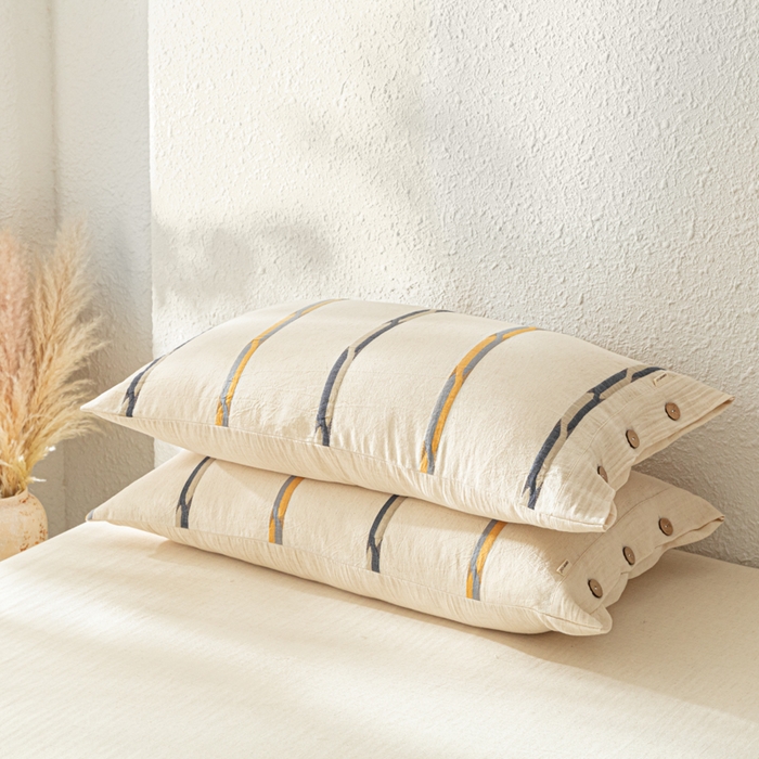 91家纺网 家纺一手货源 找家纺 梵克保罗 2026新款A类亲肤棉麻提花四件套 拾光双纹