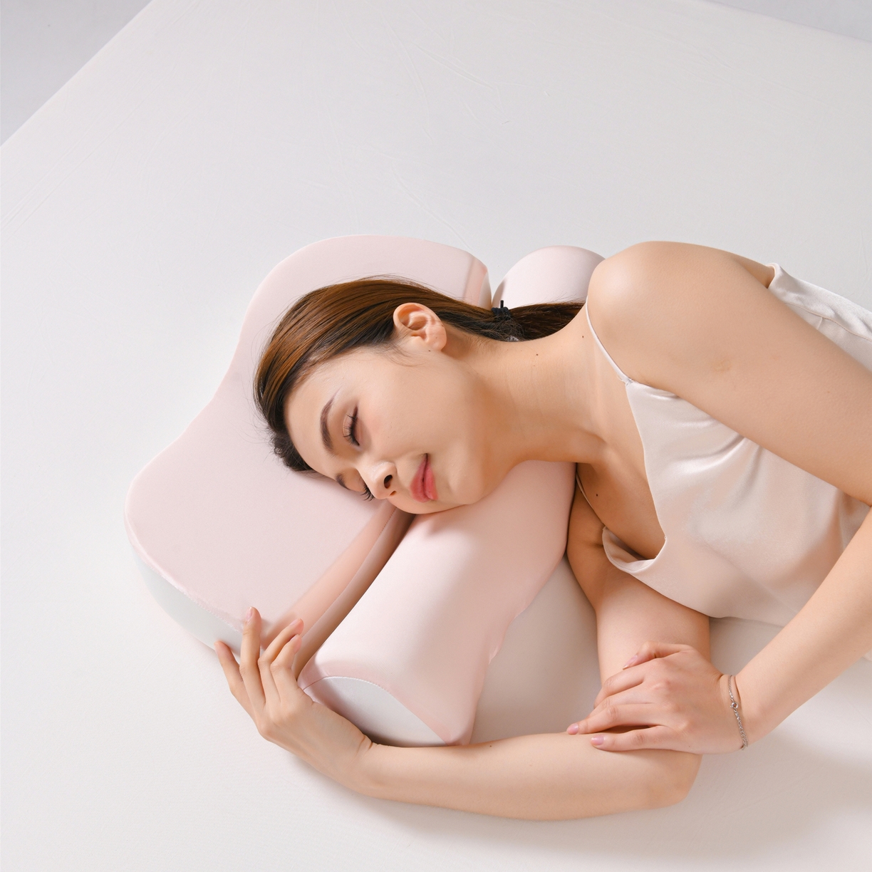 优芯选 2026新款零压助眠深睡牵引枕二合一组合款记忆棉枕枕头枕芯 粉色