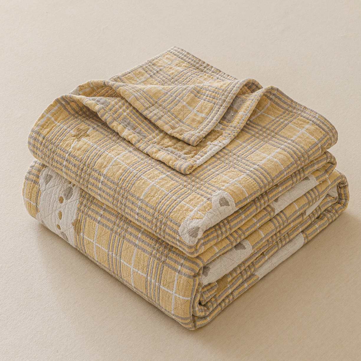 91家纺网 家纺一手货源 找家纺 （总）悦然毛巾被 2026新款全棉纯棉三层纱布夏被毛巾被盖毯休闲色织提花卡通