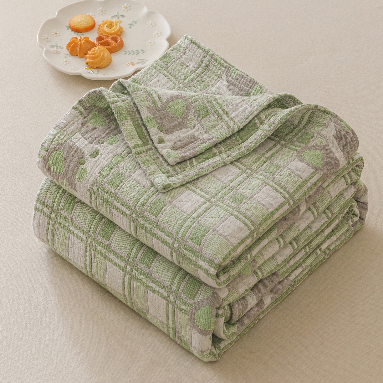 91家纺网 家纺一手货源 找家纺 （总）悦然毛巾被 2026新款全棉纯棉三层纱布夏被毛巾被盖毯休闲色织提花卡通