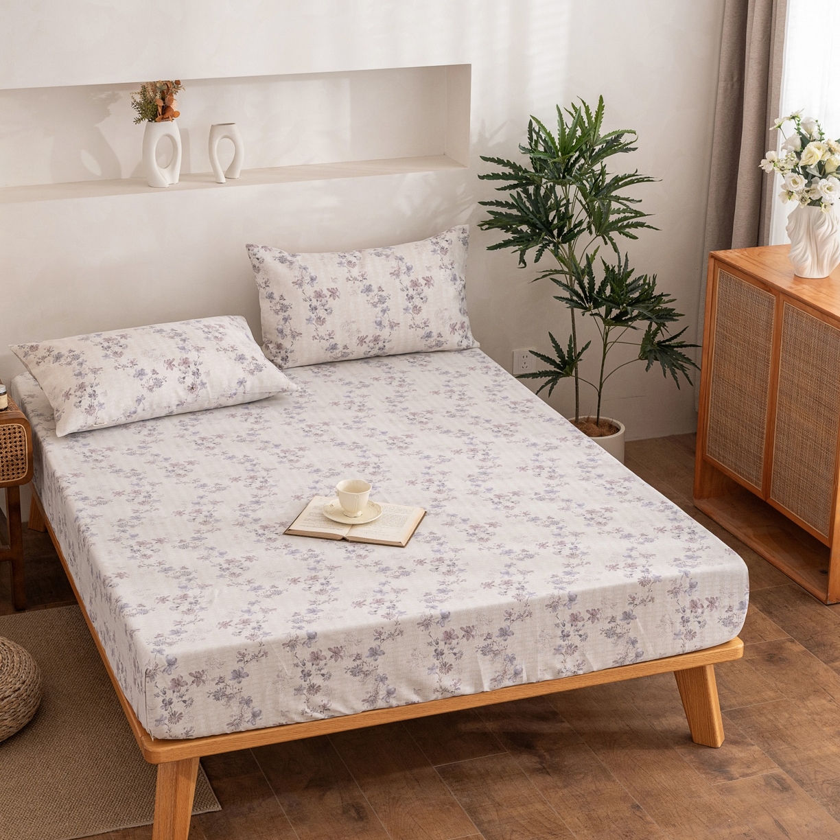 91家纺网 家纺一手货源 找家纺 首爱家纺 2026春夏新款亚麻老粗布床笠 床笠单件 云舒