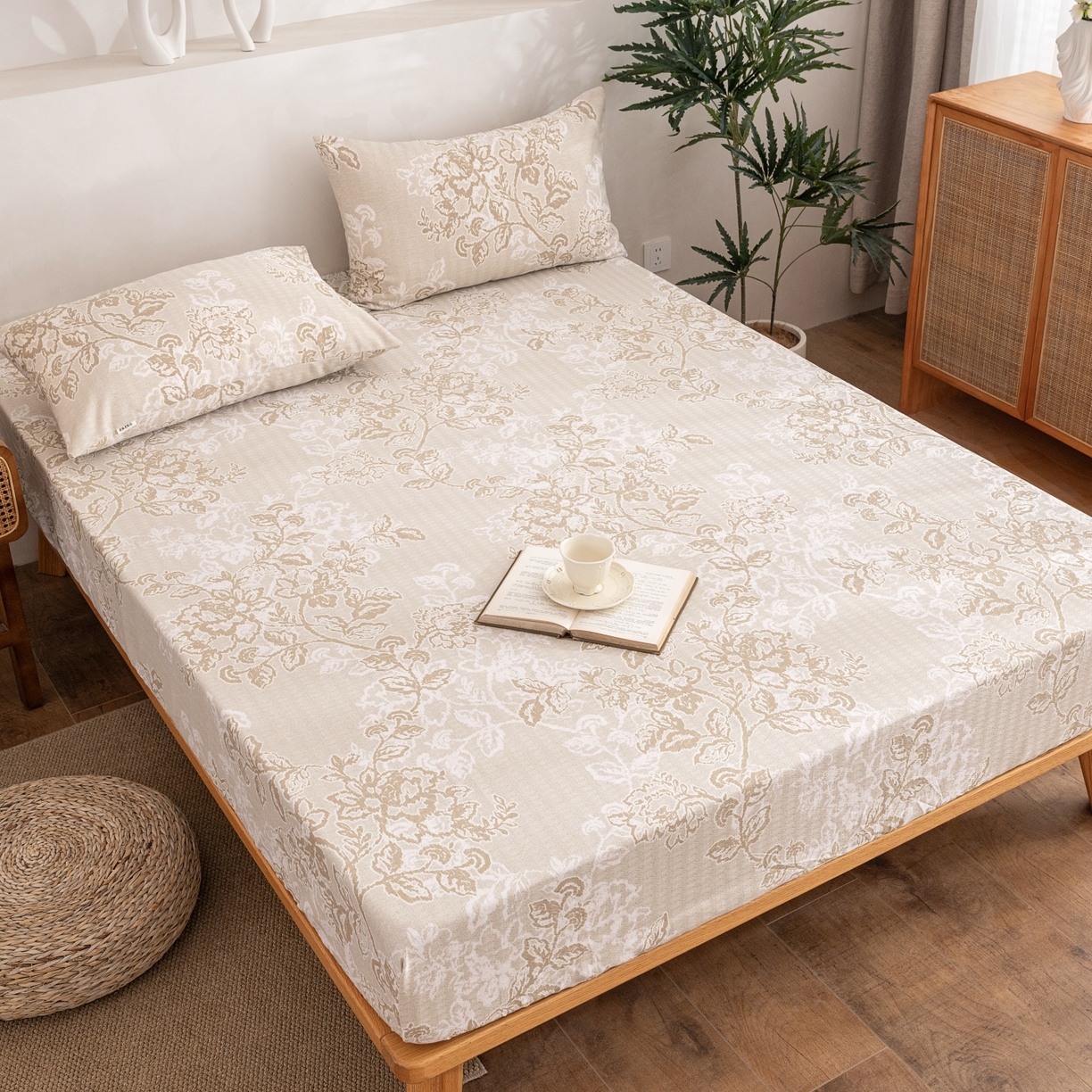 91家纺网 家纺一手货源 找家纺 棉乐町家居 2026春夏新款亚麻老粗布床笠 床笠单件 素然