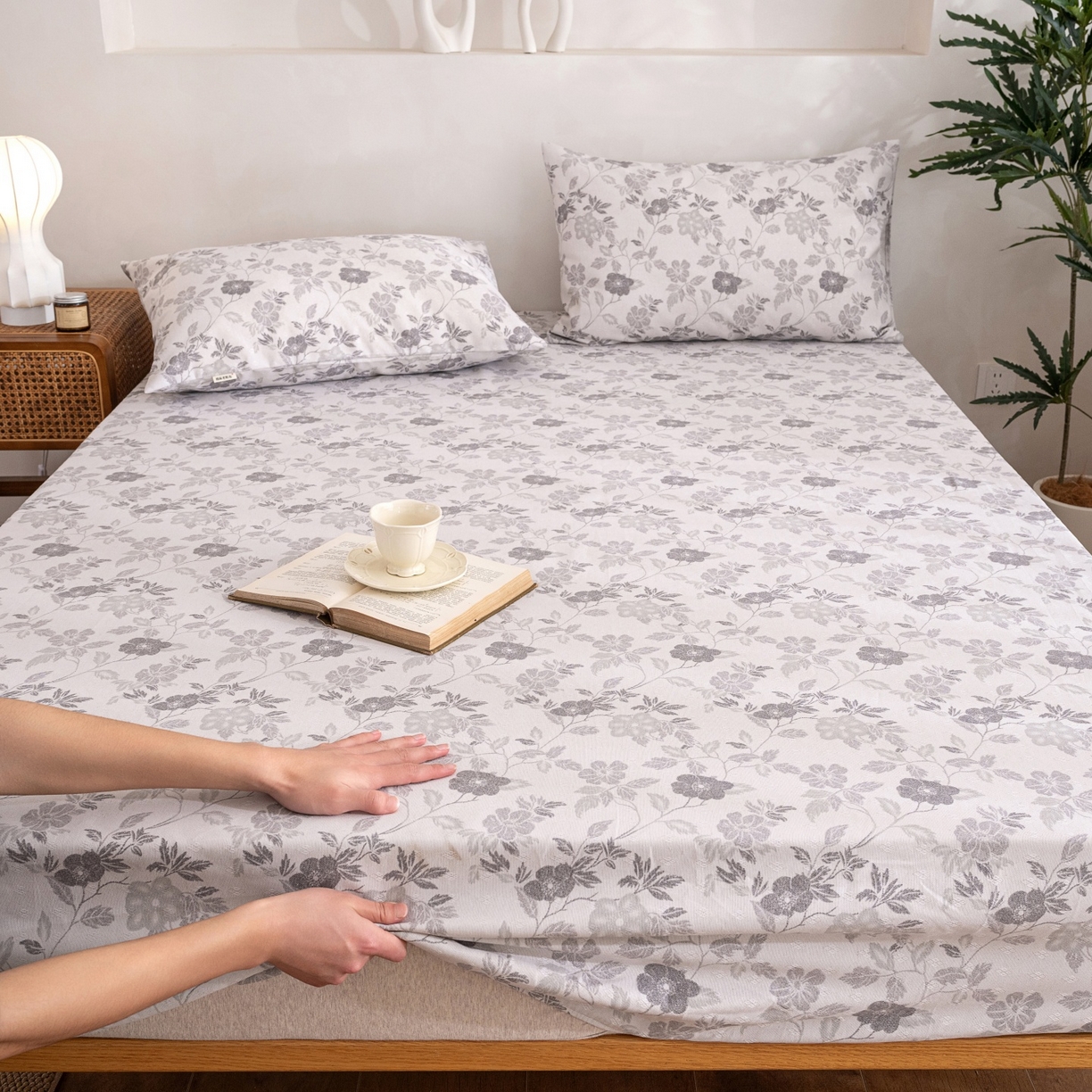 91家纺网 家纺一手货源 找家纺 棉乐町家居 2026春夏新款亚麻老粗布床笠 床笠单件 雾蔷