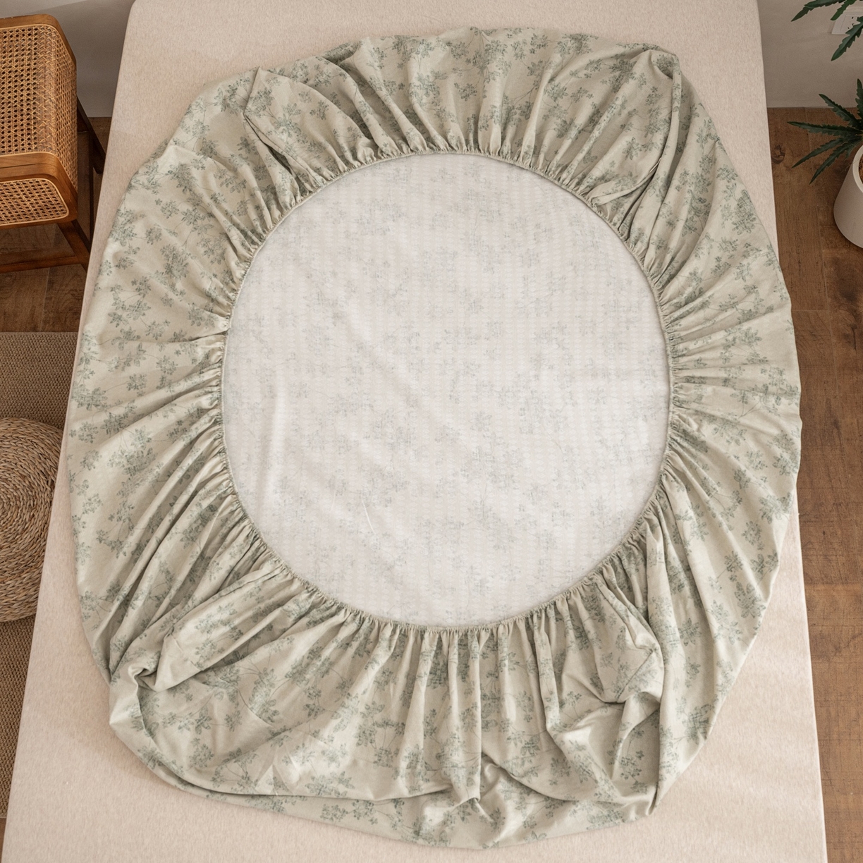 91家纺网 家纺一手货源 找家纺 棉乐町家居 2026春夏新款亚麻老粗布床笠 床笠单件 青岚