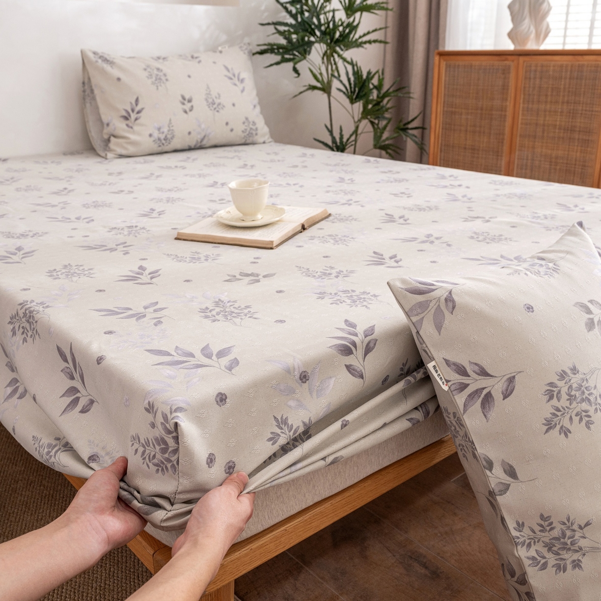 91家纺网 家纺一手货源 找家纺 棉乐町家居 2026春夏新款亚麻老粗布床笠 床笠单件 云荞