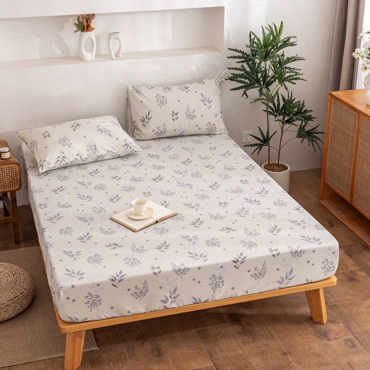 91家纺网 家纺一手货源 找家纺 棉乐町家居 2026春夏新款亚麻老粗布床笠 床笠单件 云荞