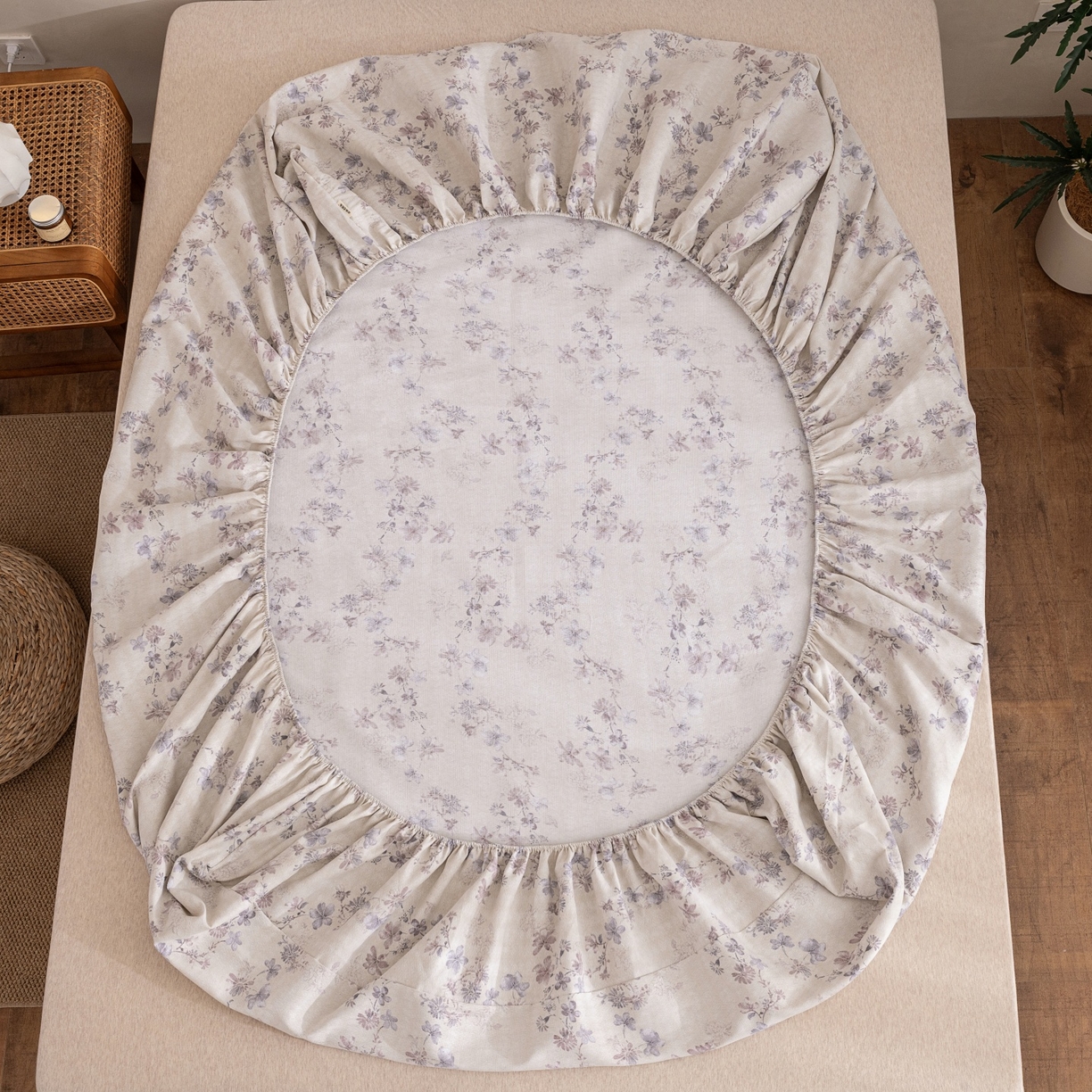 91家纺网 家纺一手货源 找家纺 棉乐町家居 2026春夏新款亚麻老粗布床笠 床笠单件 云舒