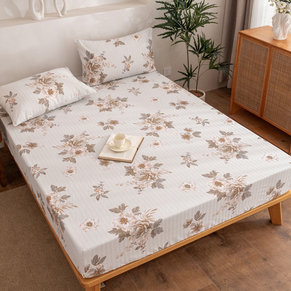 91家纺网 家纺一手货源 找家纺 棉乐町家居 2026春夏新款亚麻老粗布床笠 床笠单件 晚棠