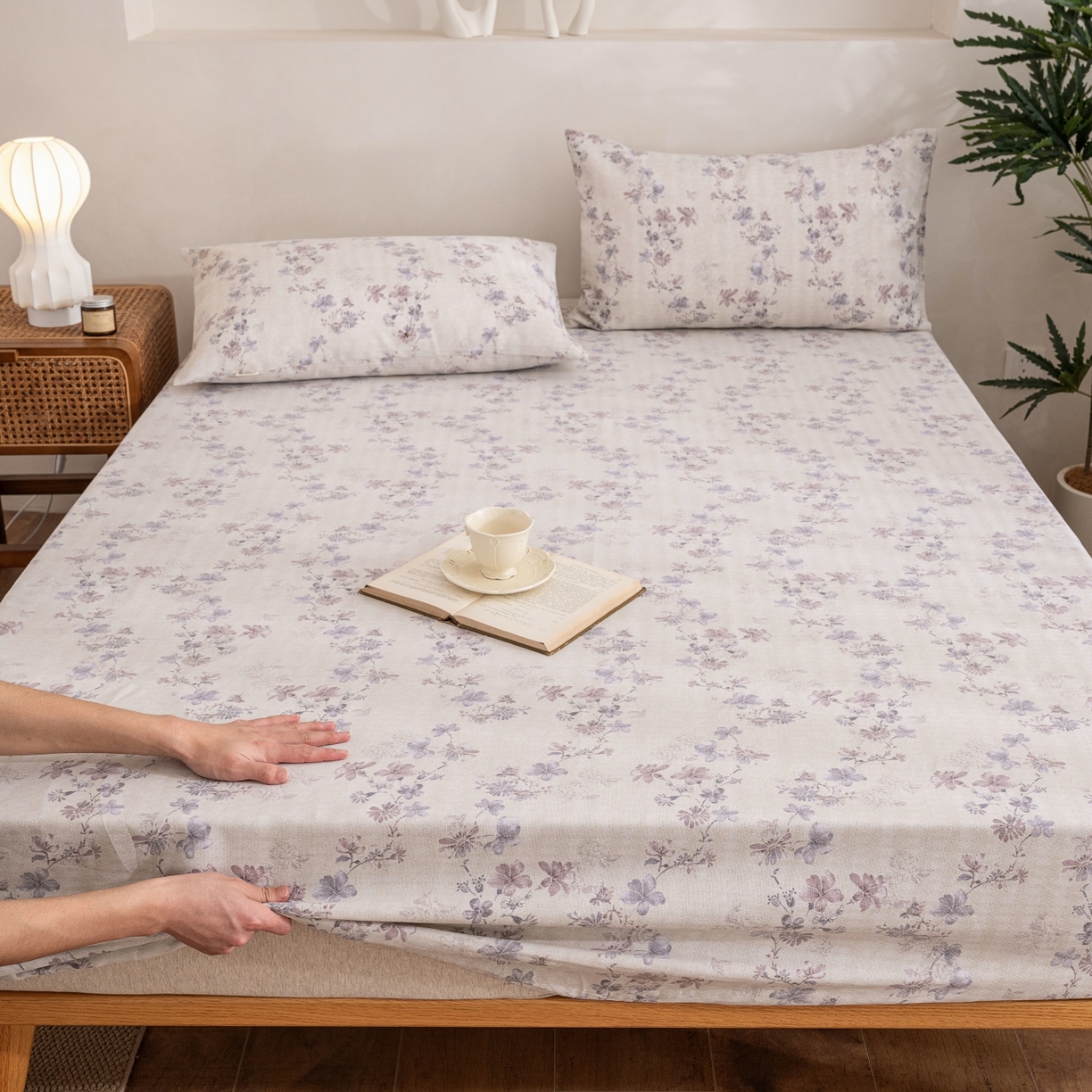 91家纺网 家纺一手货源 找家纺 棉乐町家居 2026春夏新款亚麻老粗布床笠 床笠单件 云舒