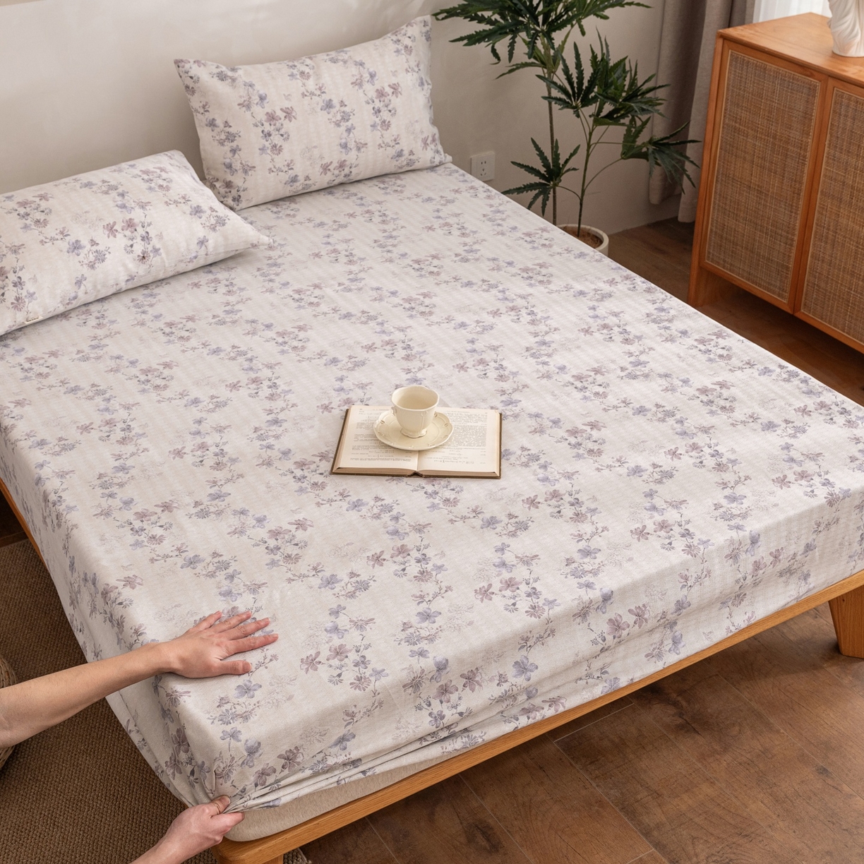 91家纺网 家纺一手货源 找家纺 棉乐町家居 2026春夏新款亚麻老粗布床笠 床笠单件 云舒