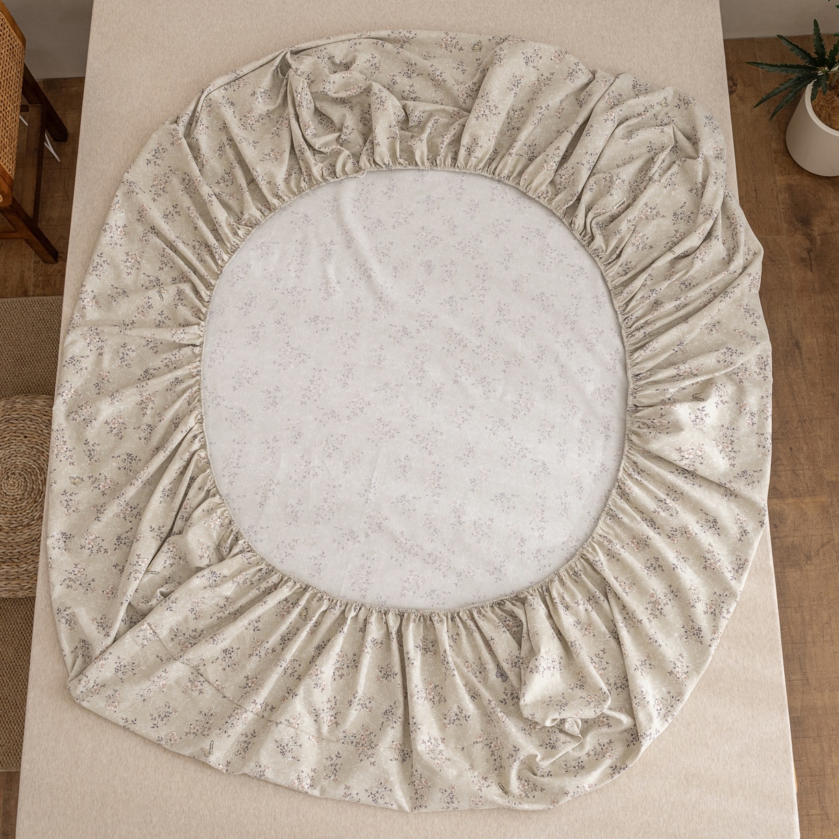 91家纺网 家纺一手货源 找家纺 棉乐町家居 2026春夏新款亚麻老粗布床笠 床笠单件 雾花