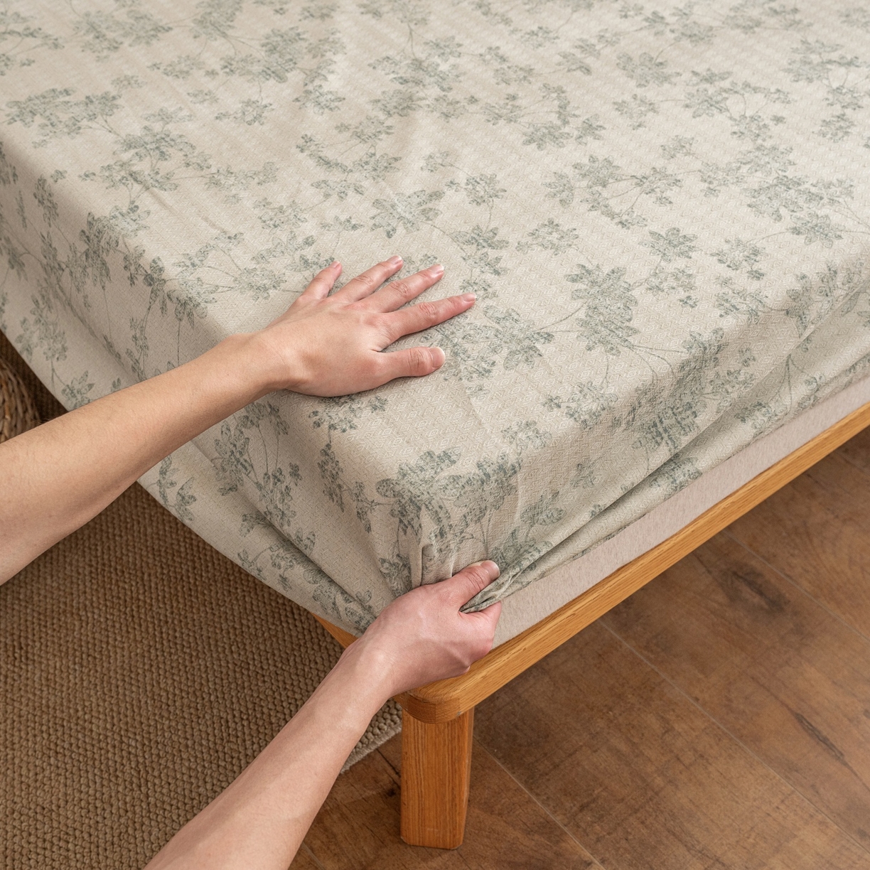 91家纺网 家纺一手货源 找家纺 棉乐町家居 2026春夏新款亚麻老粗布床笠 床笠单件 青岚