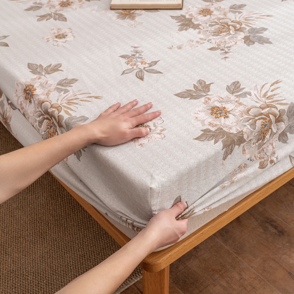 91家纺网 家纺一手货源 找家纺 棉乐町家居 2026春夏新款亚麻老粗布床笠 床笠单件 晚棠