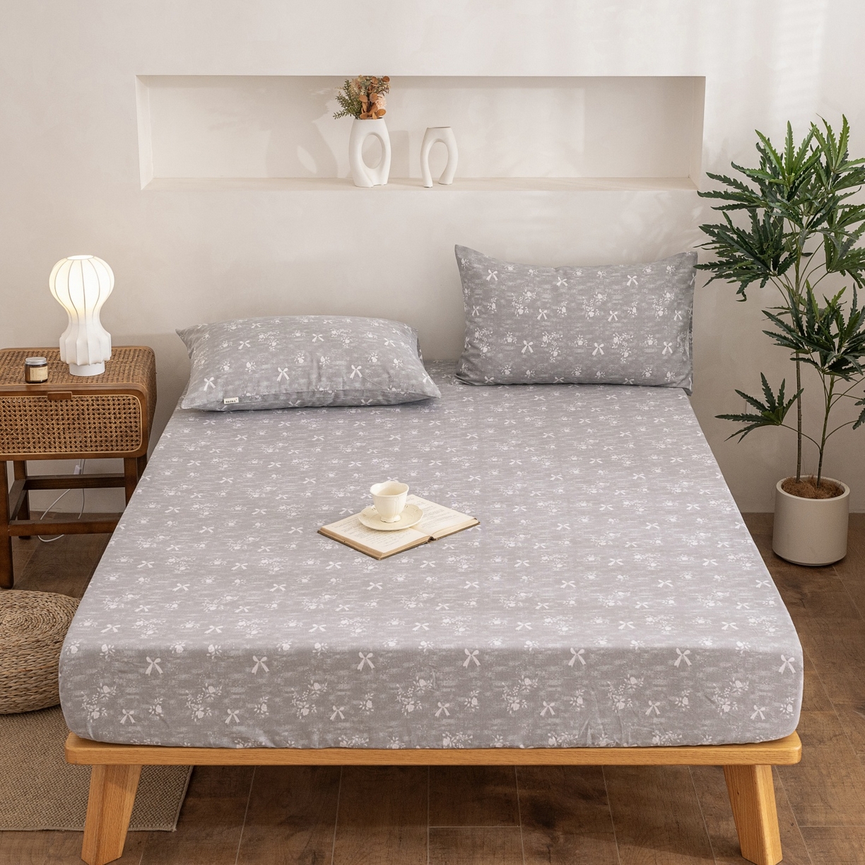 91家纺网 家纺一手货源 找家纺 金泰莱 2026春夏新款亚麻老粗布床笠 床笠单件 星蝶