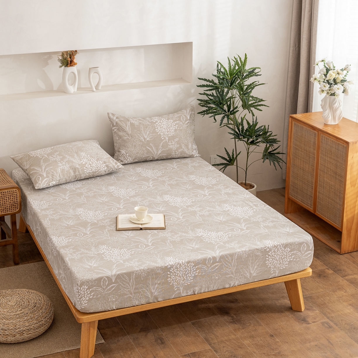 91家纺网 家纺一手货源 找家纺 金泰莱 2026春夏新款亚麻老粗布床笠 床笠单件 苍序