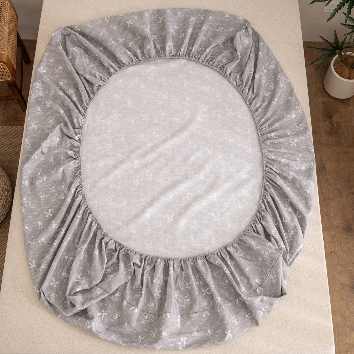 91家纺网 家纺一手货源 找家纺 金泰莱 2026春夏新款亚麻老粗布床笠 床笠单件 星蝶