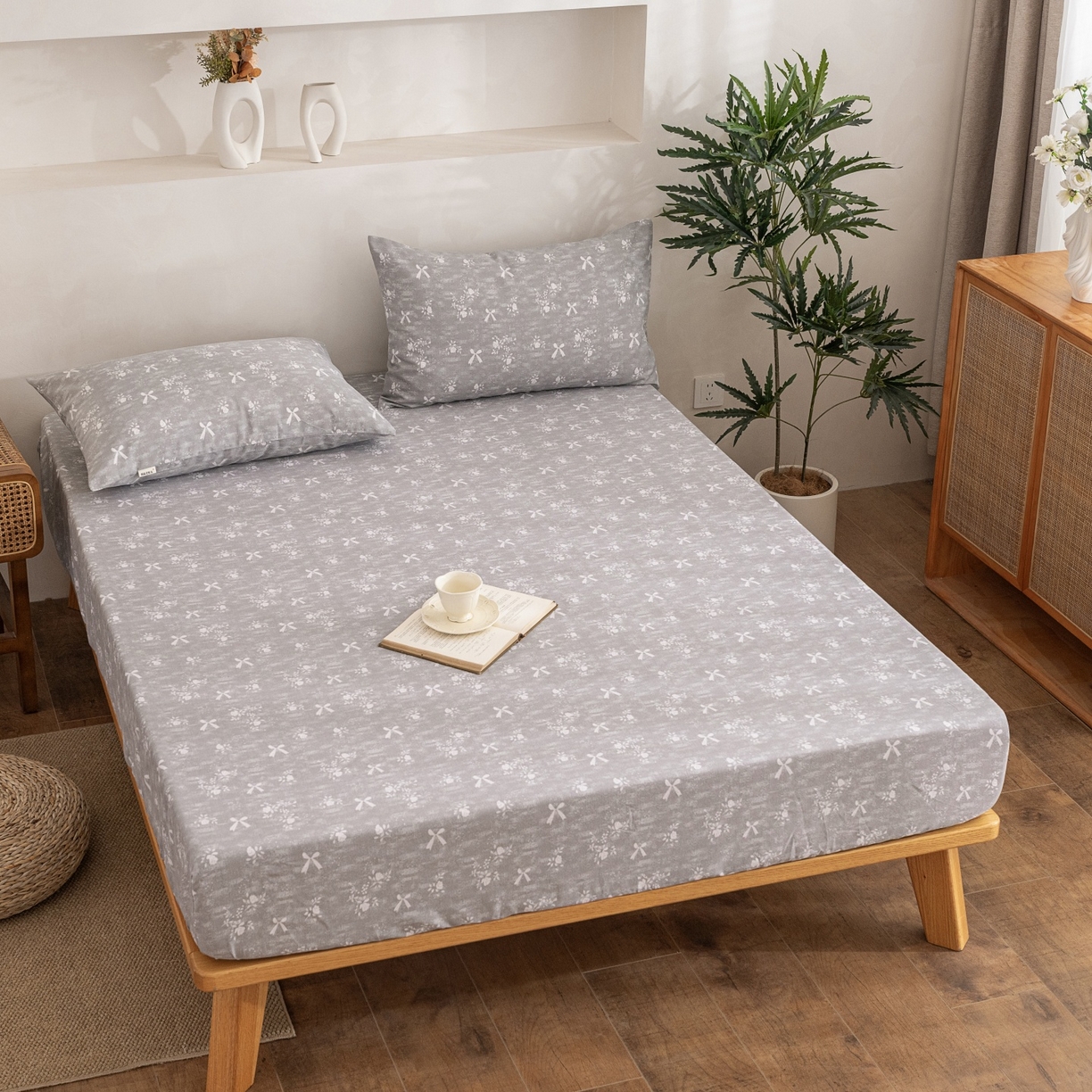 91家纺网 家纺一手货源 找家纺 金泰莱 2026春夏新款亚麻老粗布床笠 床笠单件 星蝶