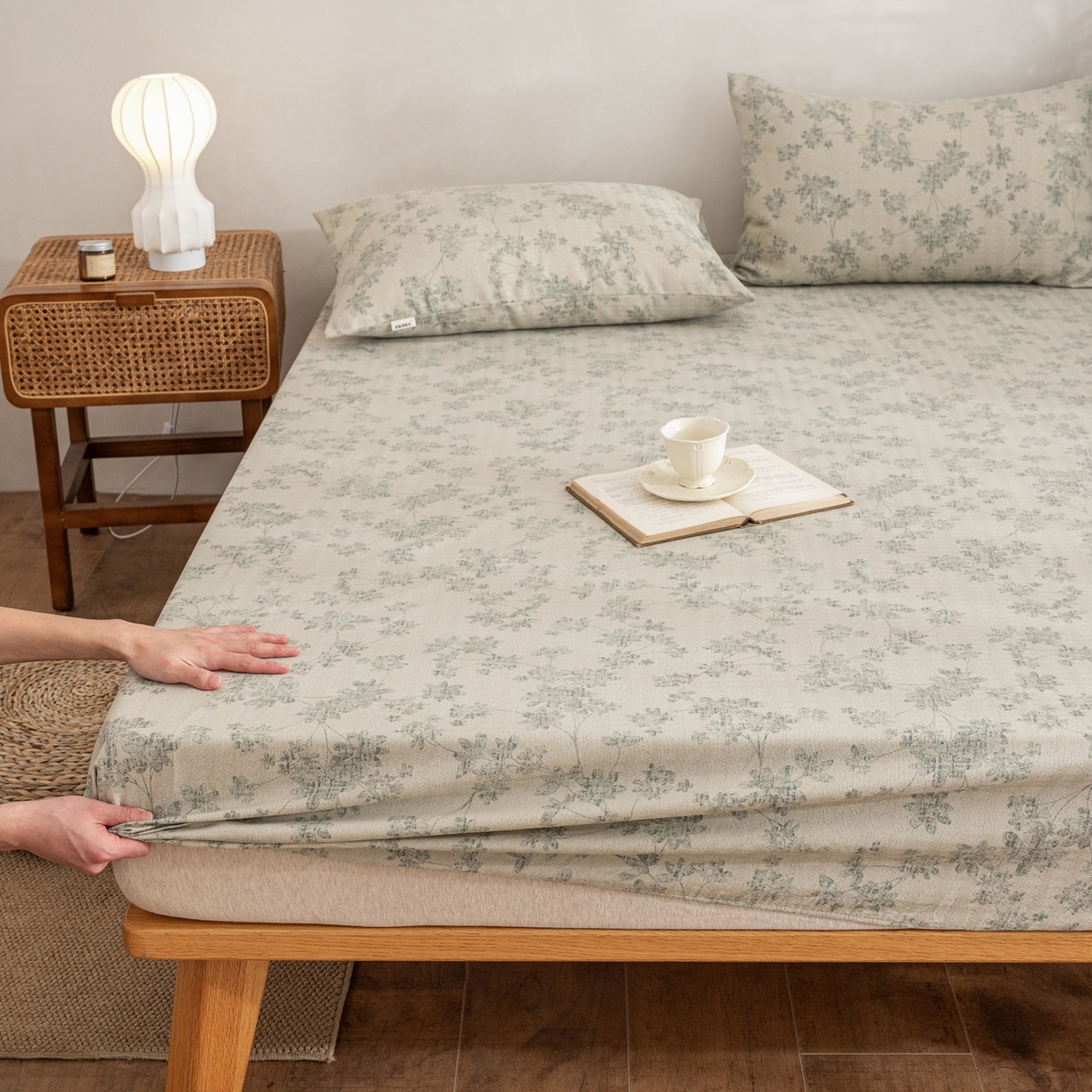 金泰莱 2026春夏新款亚麻老粗布床笠 床笠单件 青岚