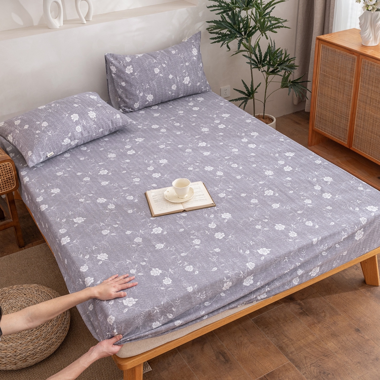 91家纺网 家纺一手货源 找家纺 金泰莱 2026春夏新款亚麻老粗布床笠 床笠单件 沐瑶