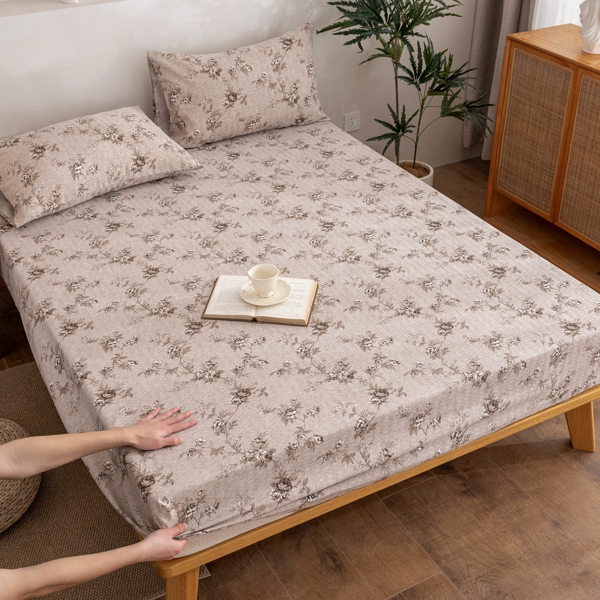 91家纺网 家纺一手货源 找家纺 金泰莱 2026春夏新款亚麻老粗布床笠 床笠单件 岚溪