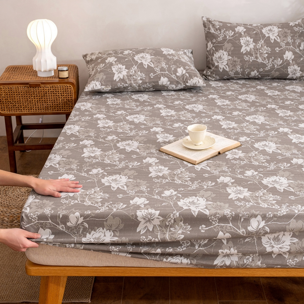 金泰莱 2026春夏新款亚麻老粗布床笠 床笠单件 墨棠