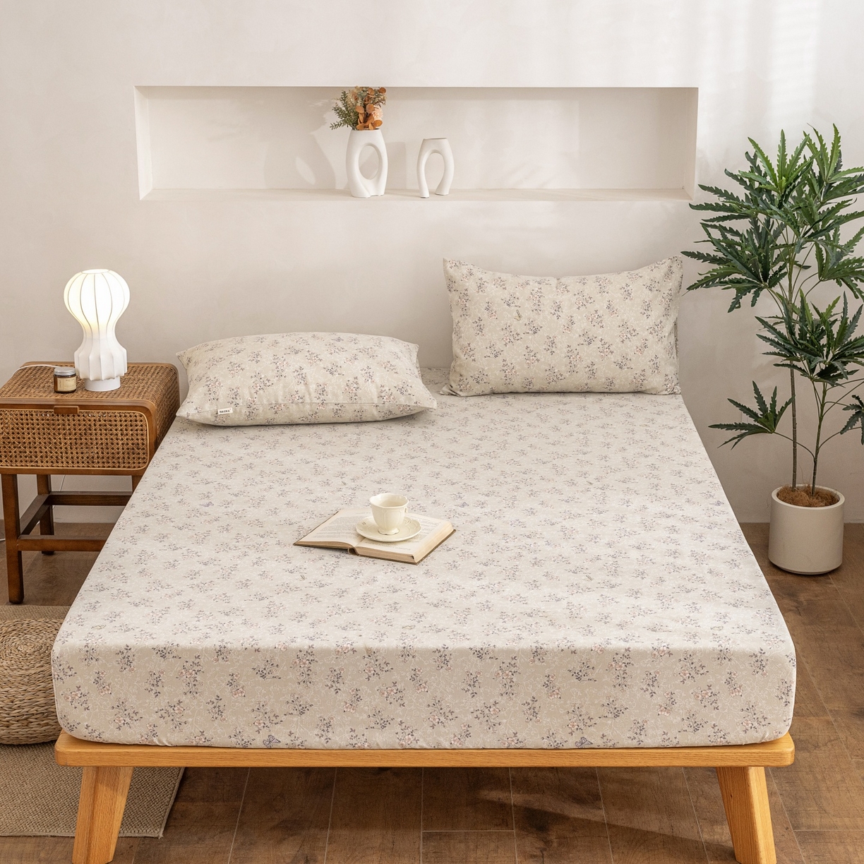 91家纺网 家纺一手货源 找家纺 金泰莱 2026春夏新款亚麻老粗布床笠 床笠单件 雾花