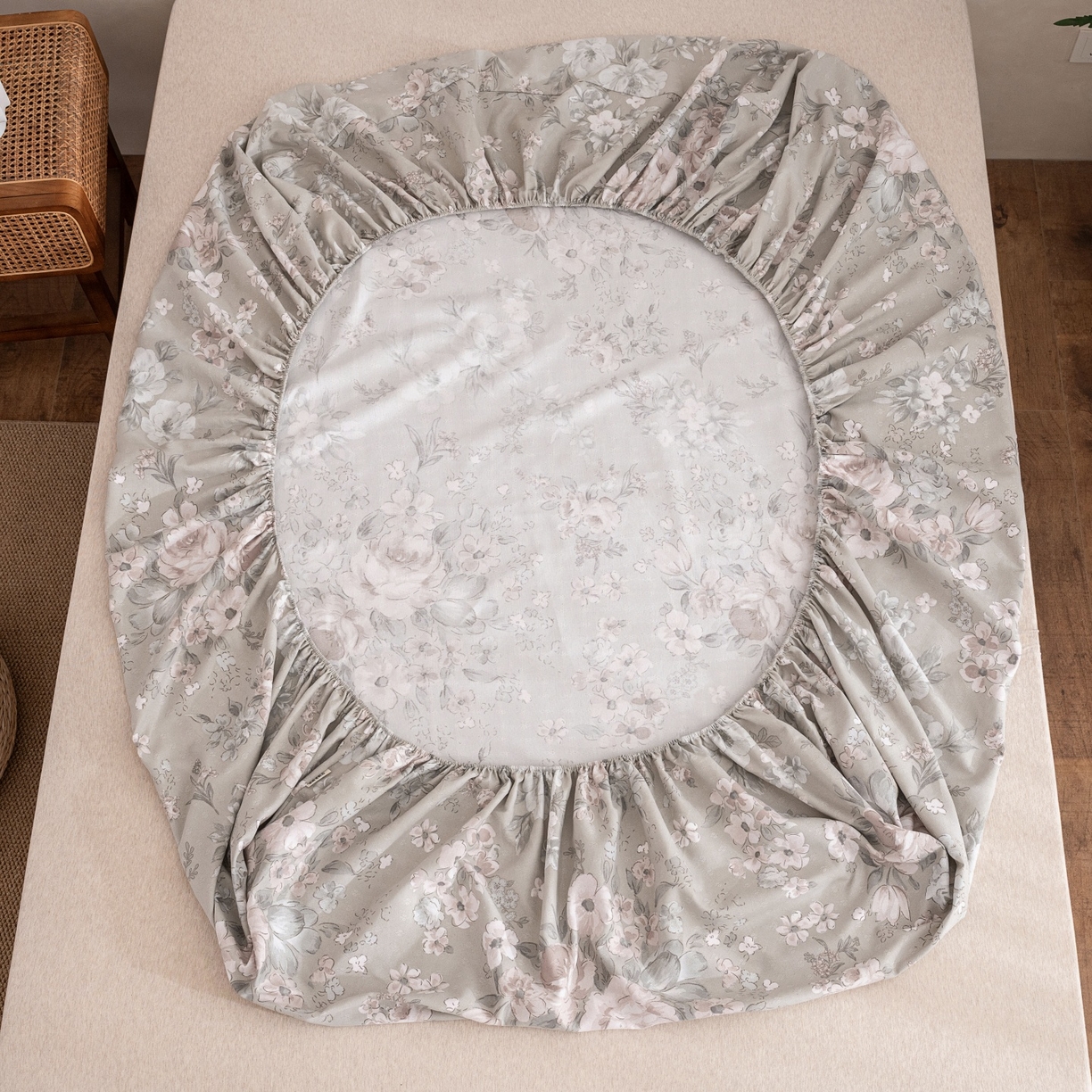 91家纺网 家纺一手货源 找家纺 金泰莱 2026春夏新款亚麻老粗布床笠 床笠单件 烟茵