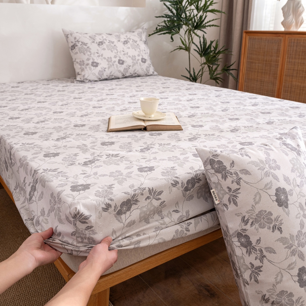 91家纺网 家纺一手货源 找家纺 金泰莱 2026春夏新款亚麻老粗布床笠 床笠单件 雾蔷