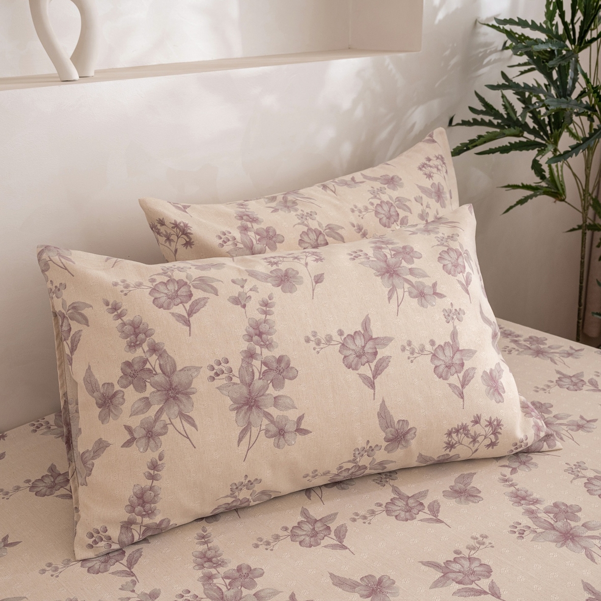 91家纺网 家纺一手货源 找家纺 金泰莱 2026春夏新款亚麻老粗布床笠 床笠单件 紫鸢