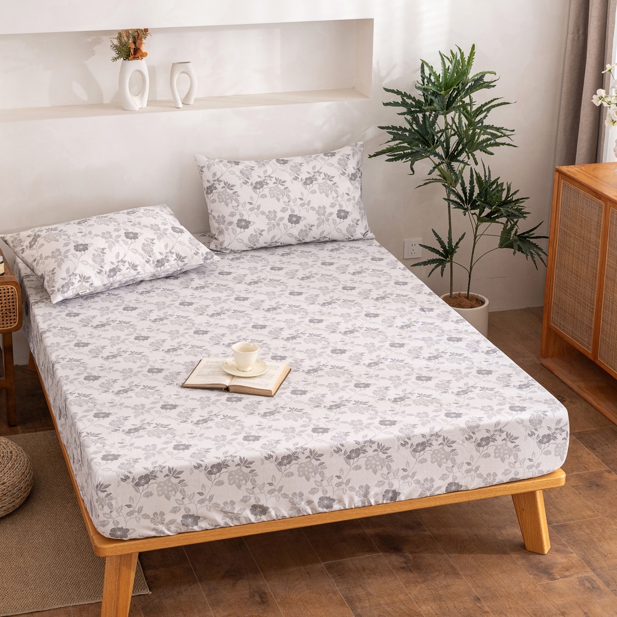 91家纺网 家纺一手货源 找家纺 金泰莱 2026春夏新款亚麻老粗布床笠 床笠单件 雾蔷